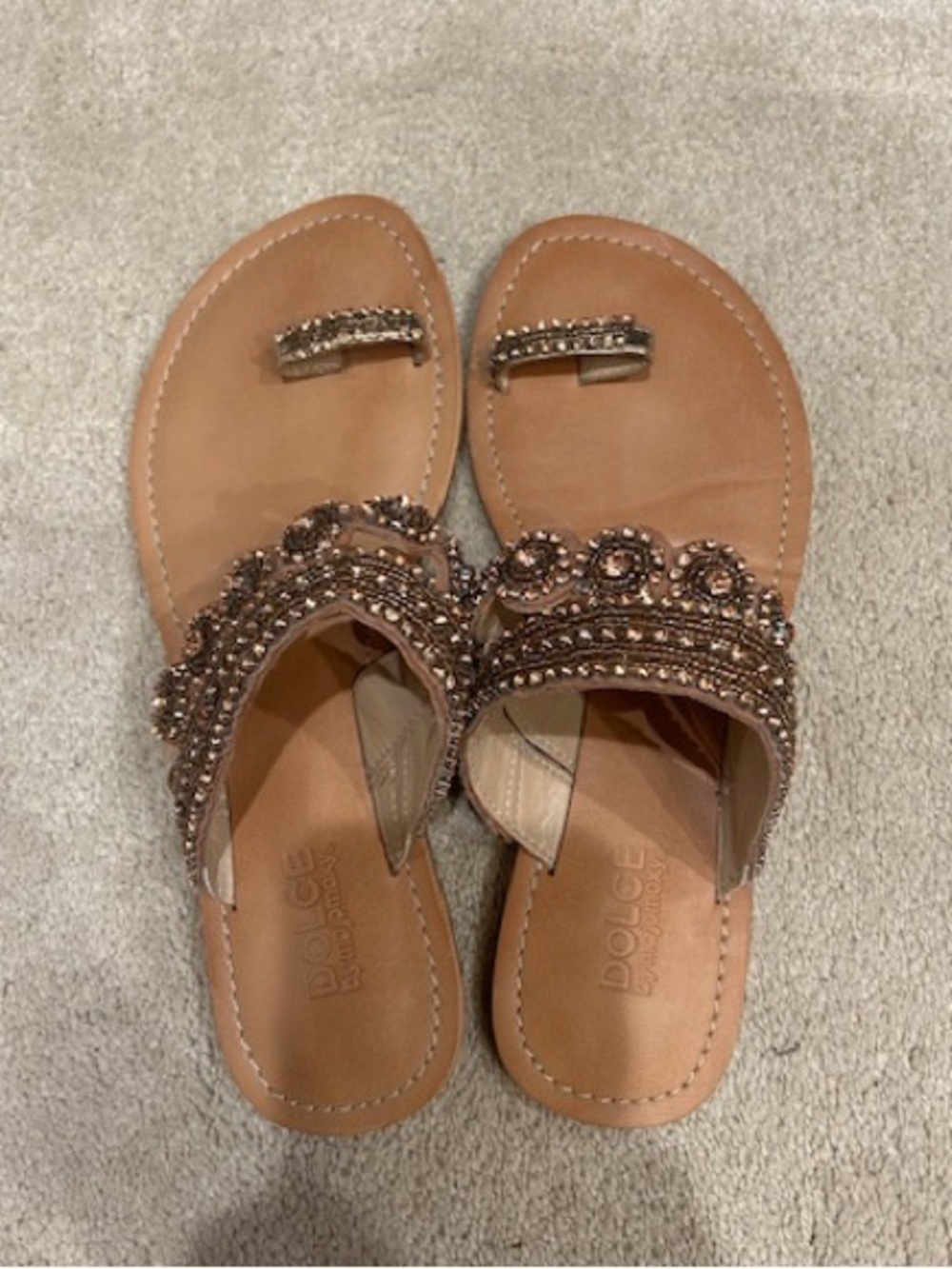 New Dolce by MojoMoxy Rose Gold Beaded Toe-Ring Sandals
